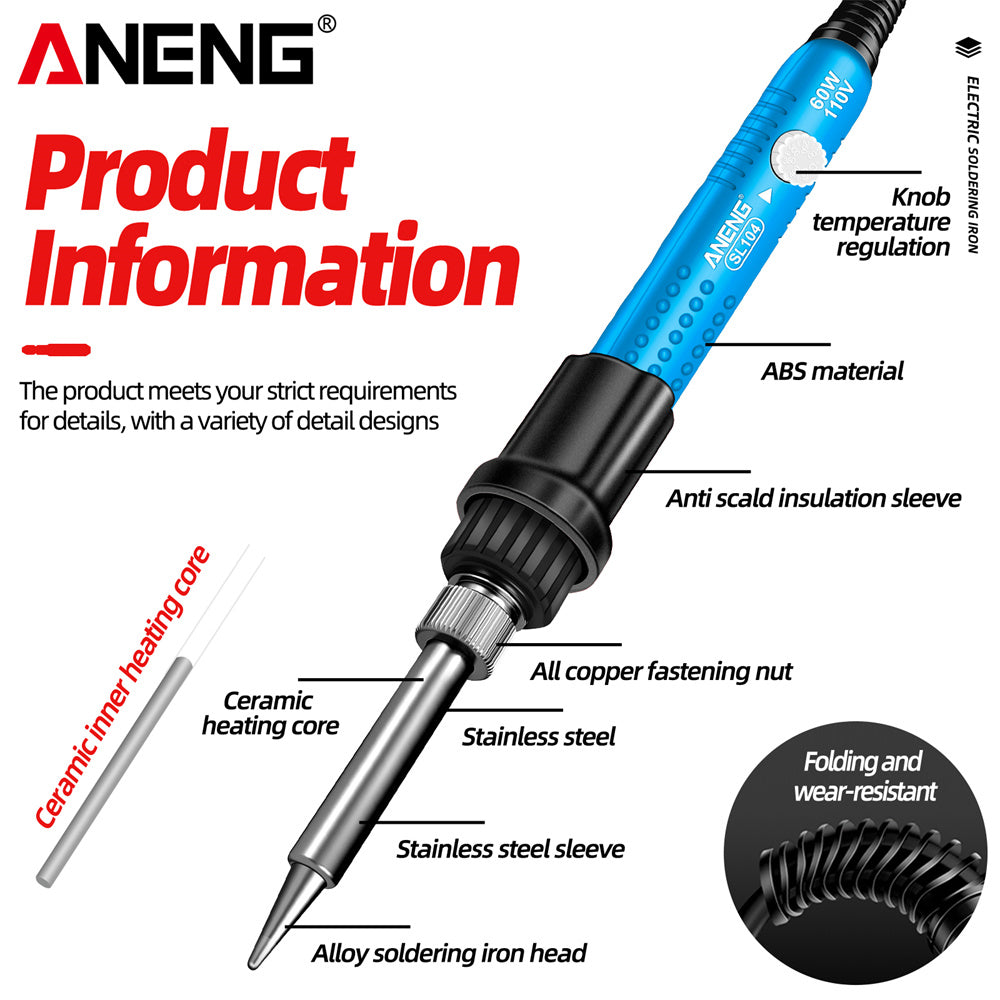 ANENG SL104 Electric Soldering Irons Adjustable Temperature Welding Solder Rework Station Heat Pencil Tip Repair Tools 110V