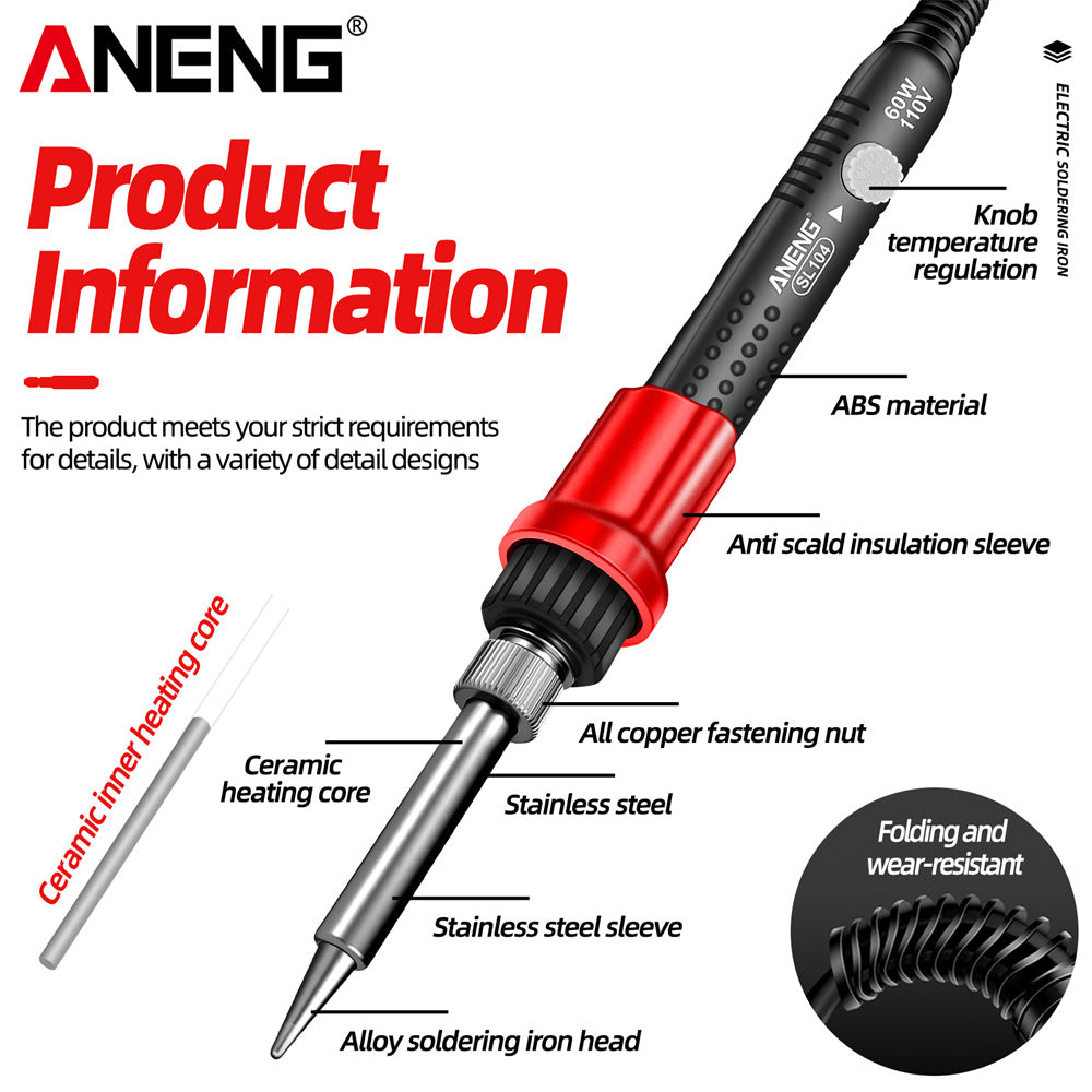 ANENG SL104 Electric Soldering Irons Adjustable Temperature Welding Solder Rework Station Heat Pencil Tip Repair Tools 110V