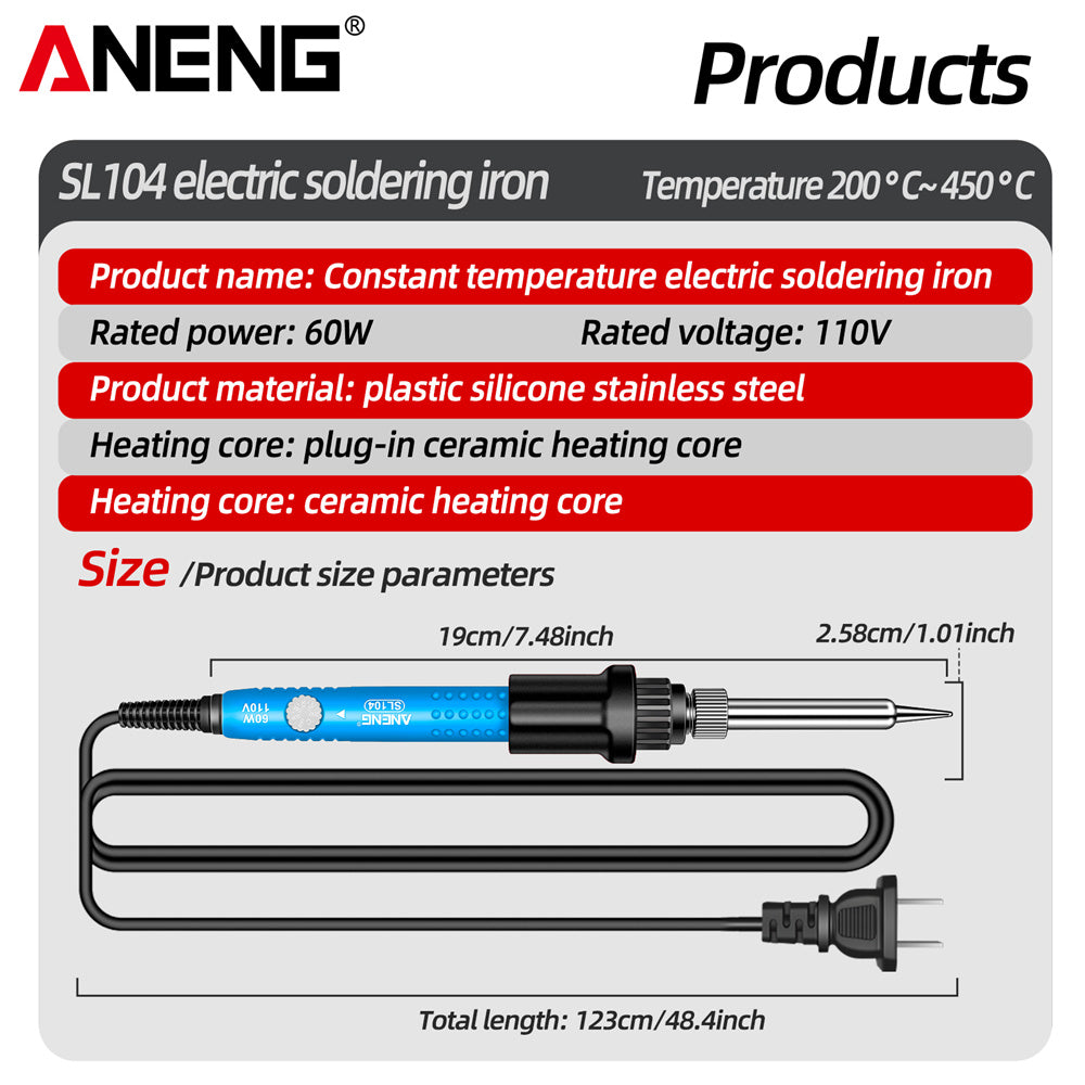 ANENG SL104 Electric Soldering Irons Adjustable Temperature Welding Solder Rework Station Heat Pencil Tip Repair Tools 110V