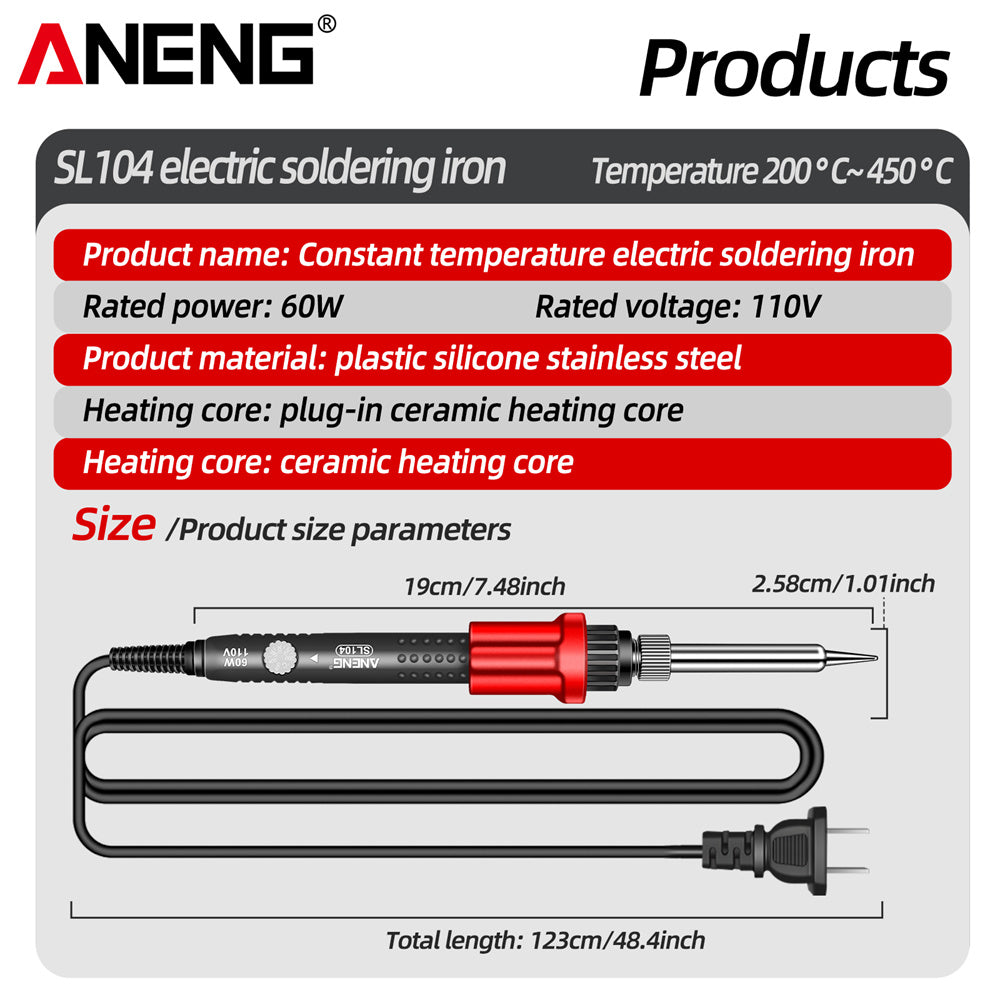 ANENG SL104 Electric Soldering Irons Adjustable Temperature Welding Solder Rework Station Heat Pencil Tip Repair Tools 110V
