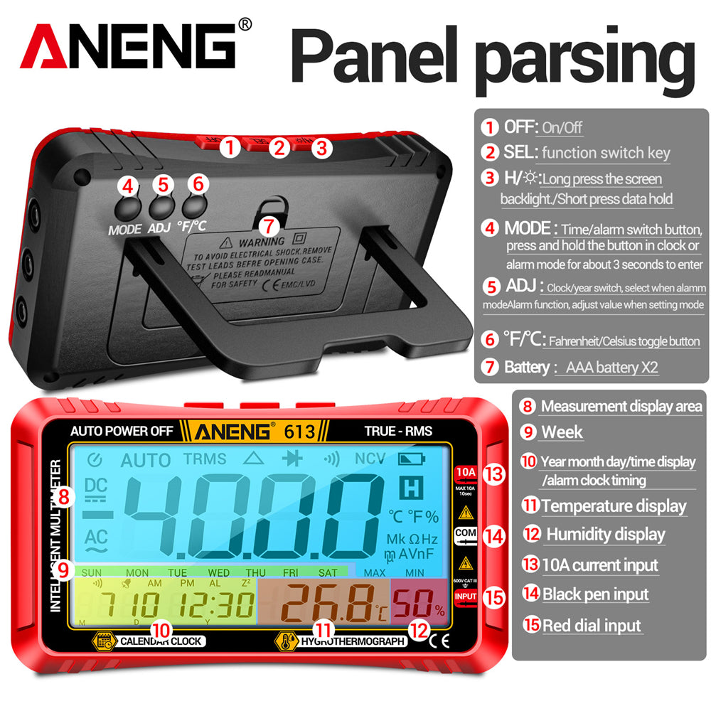 ANENG 613 Smart Multimeter Real-time Power-off Measuring Tester AC/DC Ammeter Voltmeter 4000 Count Digital Multimetro Test Tools