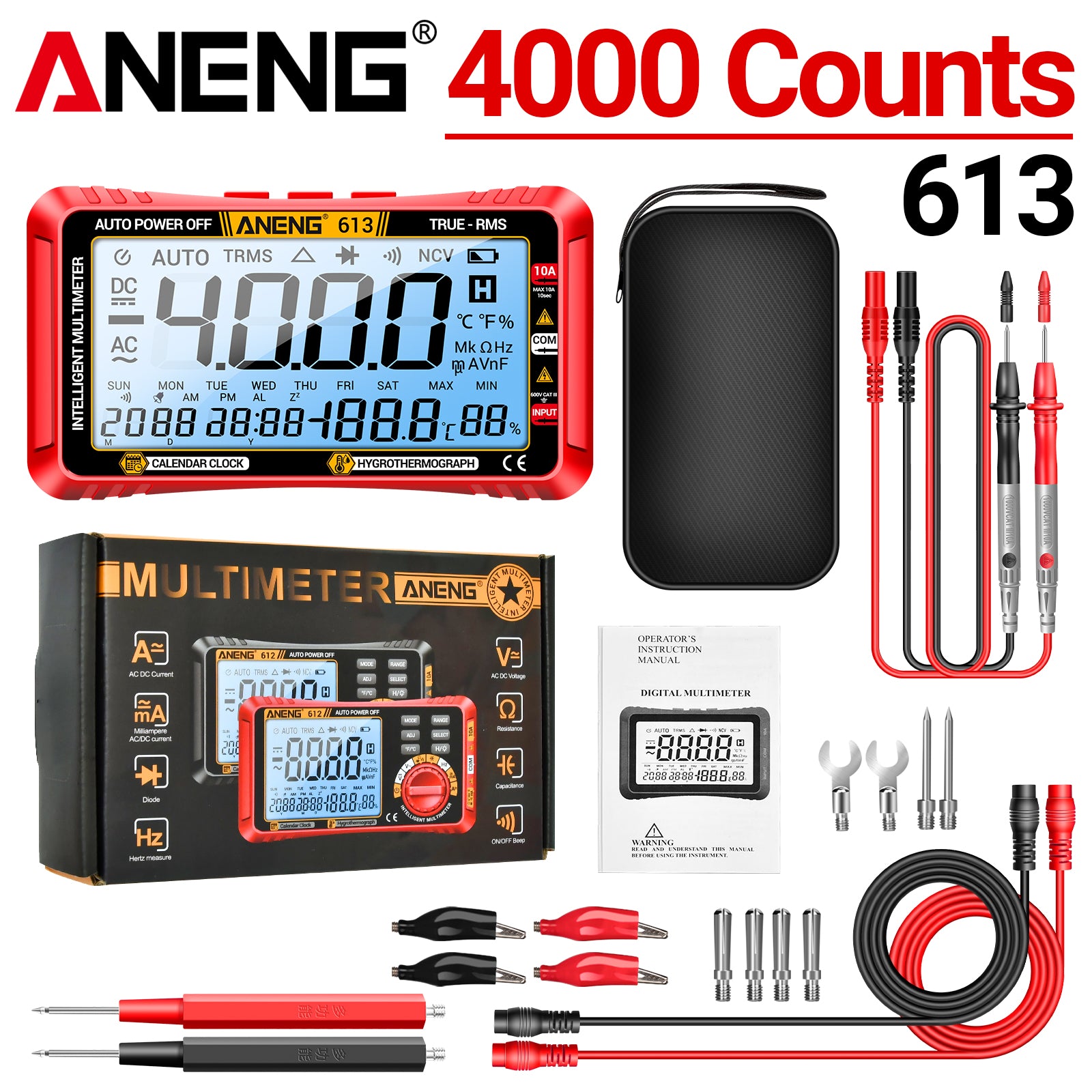 ANENG 613 Smart Multimeter Real-time Power-off Measuring Tester AC/DC Ammeter Voltmeter 4000 Count Digital Multimetro Test Tools