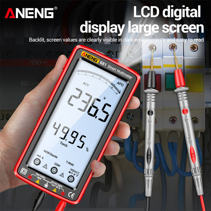 ANENG 681 Rechargable Digital Professional Multimeter Non-contact Voltage Tester AC/DC Voltage Meter LCD Screen Current Tester