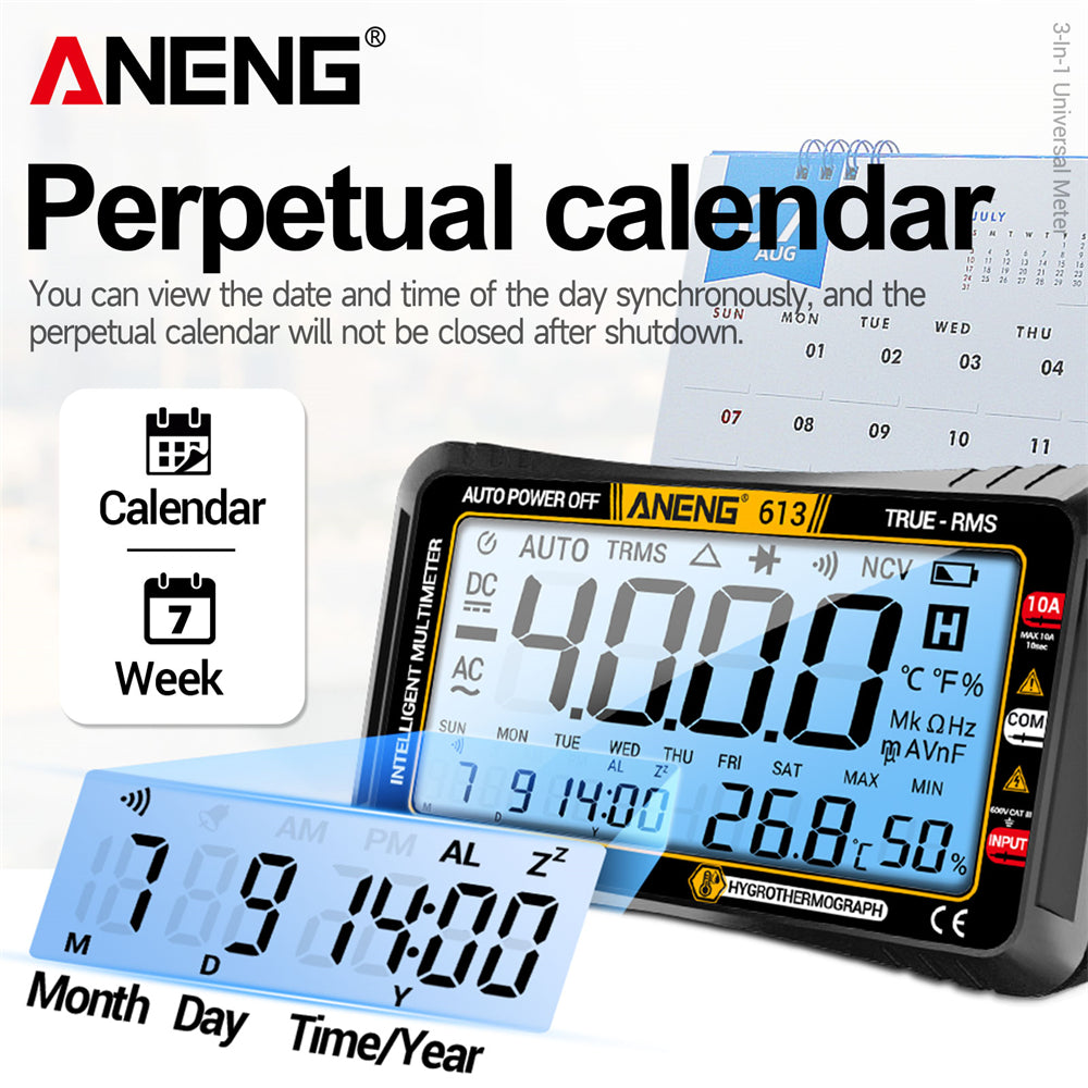 ANENG 613 Smart Multimeter Real-time Power-off Measuring Tester AC/DC Ammeter Voltmeter 4000 Count Digital Multimetro Test Tools