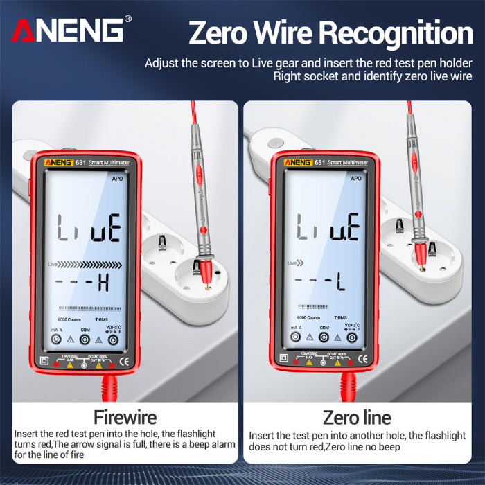 ANENG 681 Rechargable Digital Professional Multimeter Non-contact Voltage Tester AC/DC Voltage Meter LCD Screen Current Tester