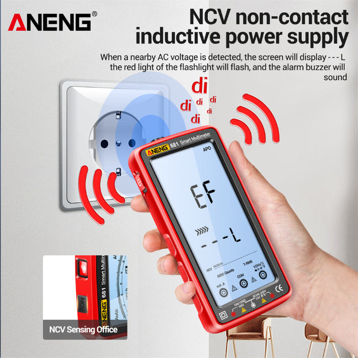 ANENG 681 Rechargable Digital Professional Multimeter Non-contact Voltage Tester AC/DC Voltage Meter LCD Screen Current Tester