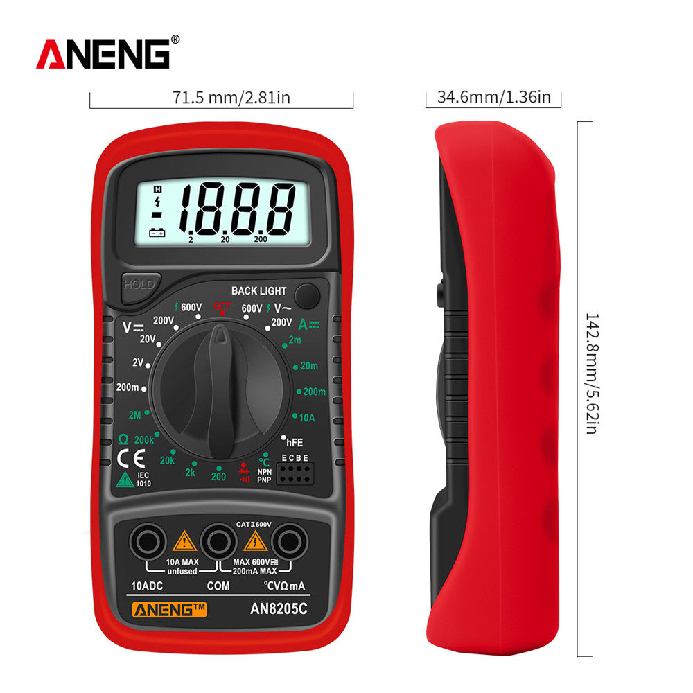 ANENG AN8205C Digital Multimeter AC/DC Ammeter Volt Ohm Multimetro Tester Meter With Thermocouple LCD Backlight Portable