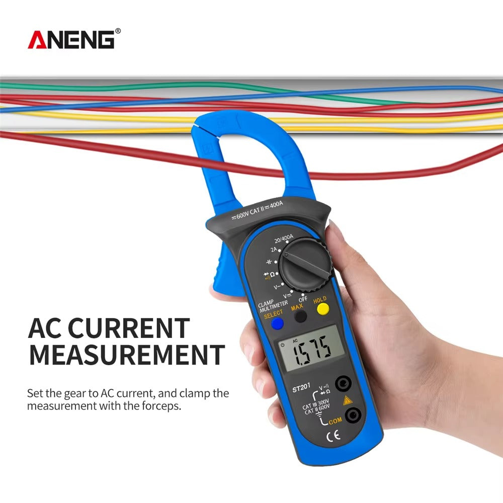 ANENG ST201 Digital Clamp Meter Multimeter AC Voltage Buzzer Resistance ohm Tester DC Clamp Ammeter Transistor Testers Voltmeter