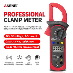 ANENG ST201 Digital Clamp Meter Multimeter AC Voltage Buzzer Resistance ohm Tester DC Clamp Ammeter Transistor Testers Voltmeter