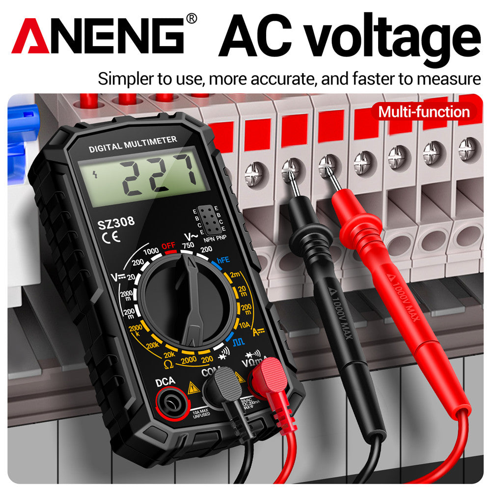 ANENG SZ308 Square Wave Digital Tester 1999 Counts HFE Triode Buzzer Multimeter AC/DC Voltage 10A Current Multimeters Meter Tool