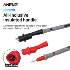 PT1034 Silicone Multimeter Test Lead + Crocodile Test Clip 1000V Flame Retardant Needle Probe