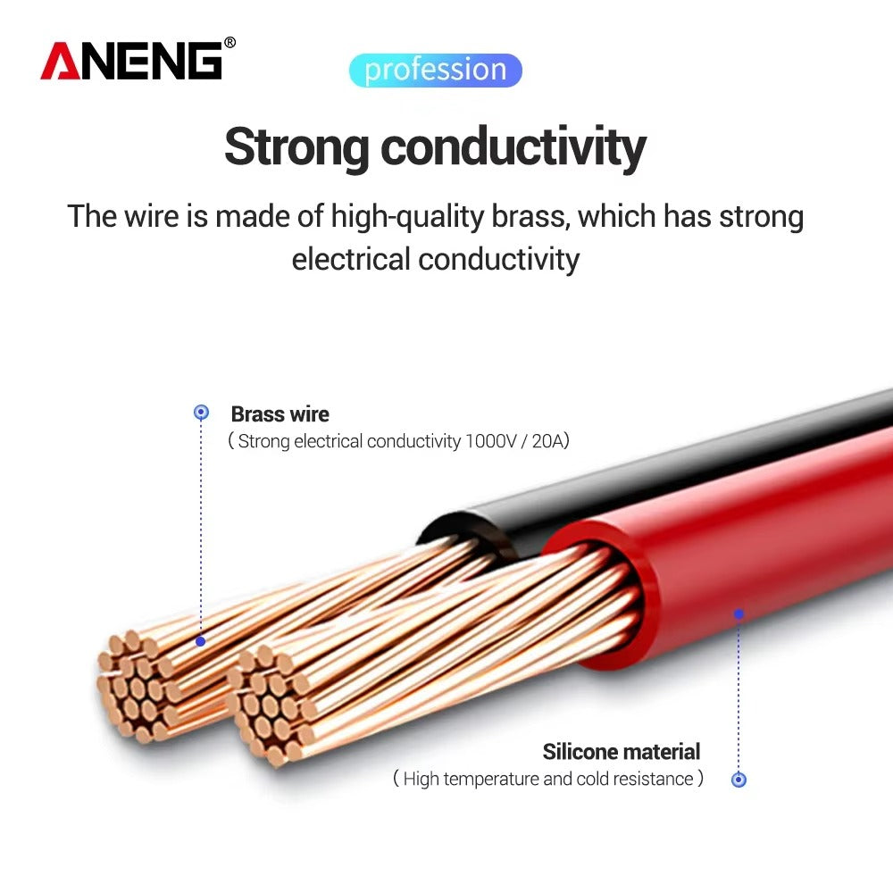 PT1034 Silicone Multimeter Test Lead + Crocodile Test Clip 1000V Flame Retardant Needle Probe