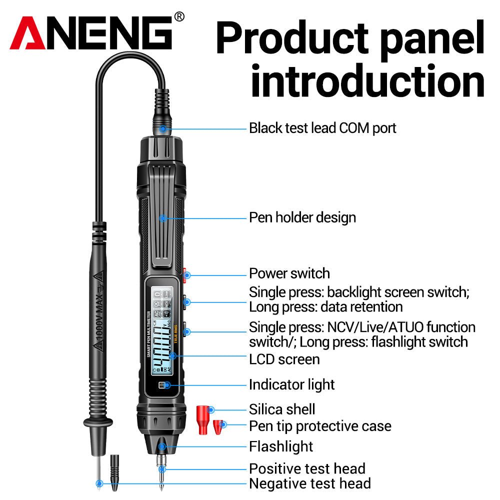 ANENG A3005 Pen Type Multimeter Digital Professional Mini AC/DC Voltage 4000 Counts Meter Resistance NCV Ohm Diode Tester tools - ANENG TOOLS