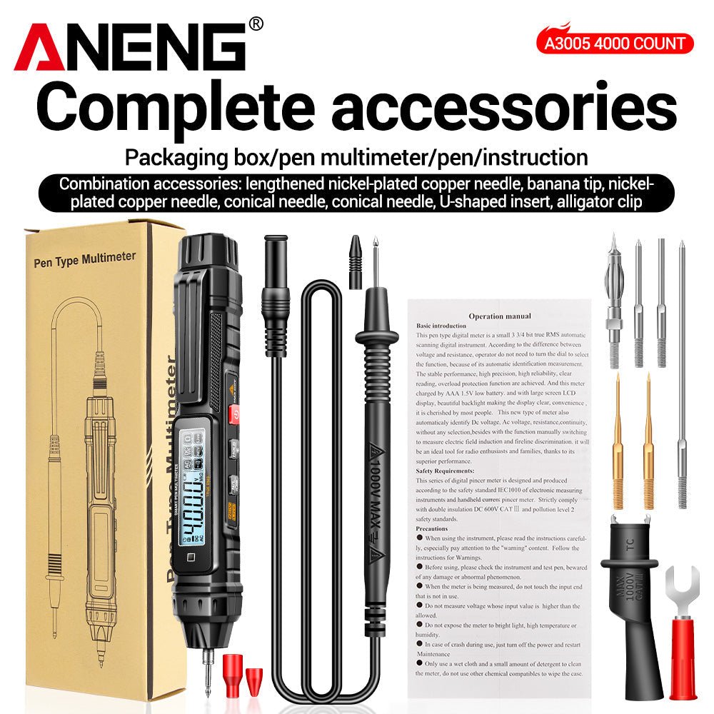 ANENG A3005 Pen Type Multimeter Digital Professional Mini AC/DC Voltage 4000 Counts Meter Resistance NCV Ohm Diode Tester tools - ANENG TOOLS