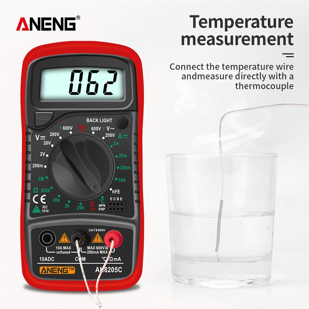 ANENG AN8205C Digital Multimeter AC/DC Ammeter Volt Ohm Multimetro Tester Meter With Thermocouple LCD Backlight Portable - ANENG TOOLS