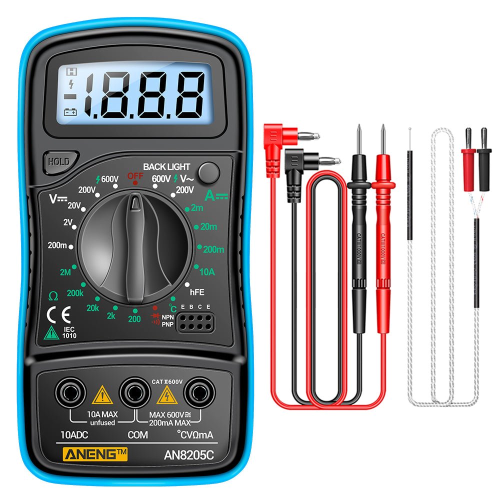 ANENG AN8205C Digital Multimeter AC/DC Ammeter Volt Ohm Multimetro Tester Meter With Thermocouple LCD Backlight Portable - ANENG TOOLS