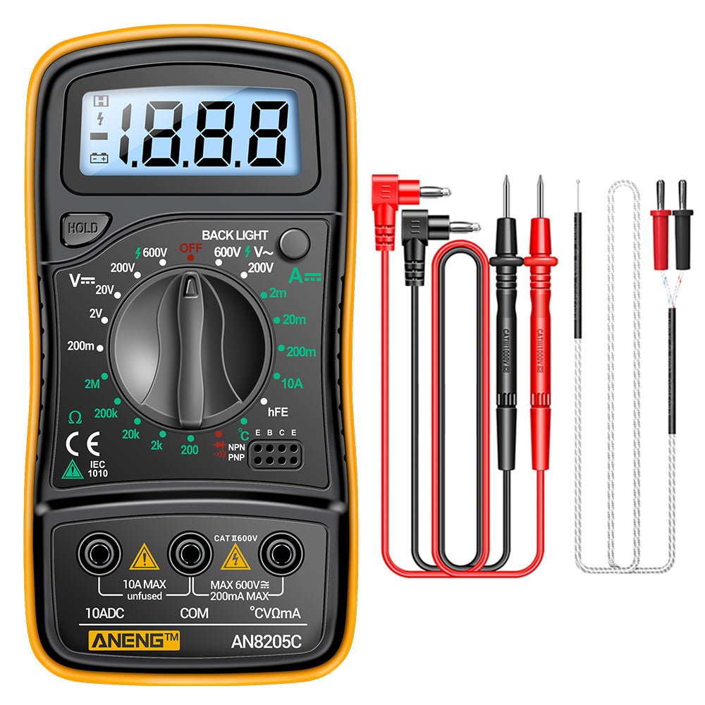 ANENG AN8205C Digital Multimeter AC/DC Ammeter Volt Ohm Multimetro Tester Meter With Thermocouple LCD Backlight Portable - ANENG TOOLS