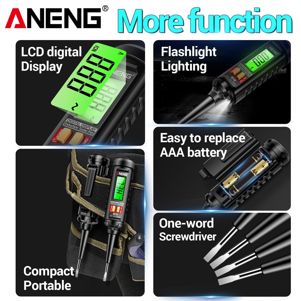ANENG B16 Lntelligent Sensing Digital Measuring Pen Non - Contact 12V - 300V Voltage Detector NCV Voltage Probing Tester Meter Tools - ANENG TOOLS