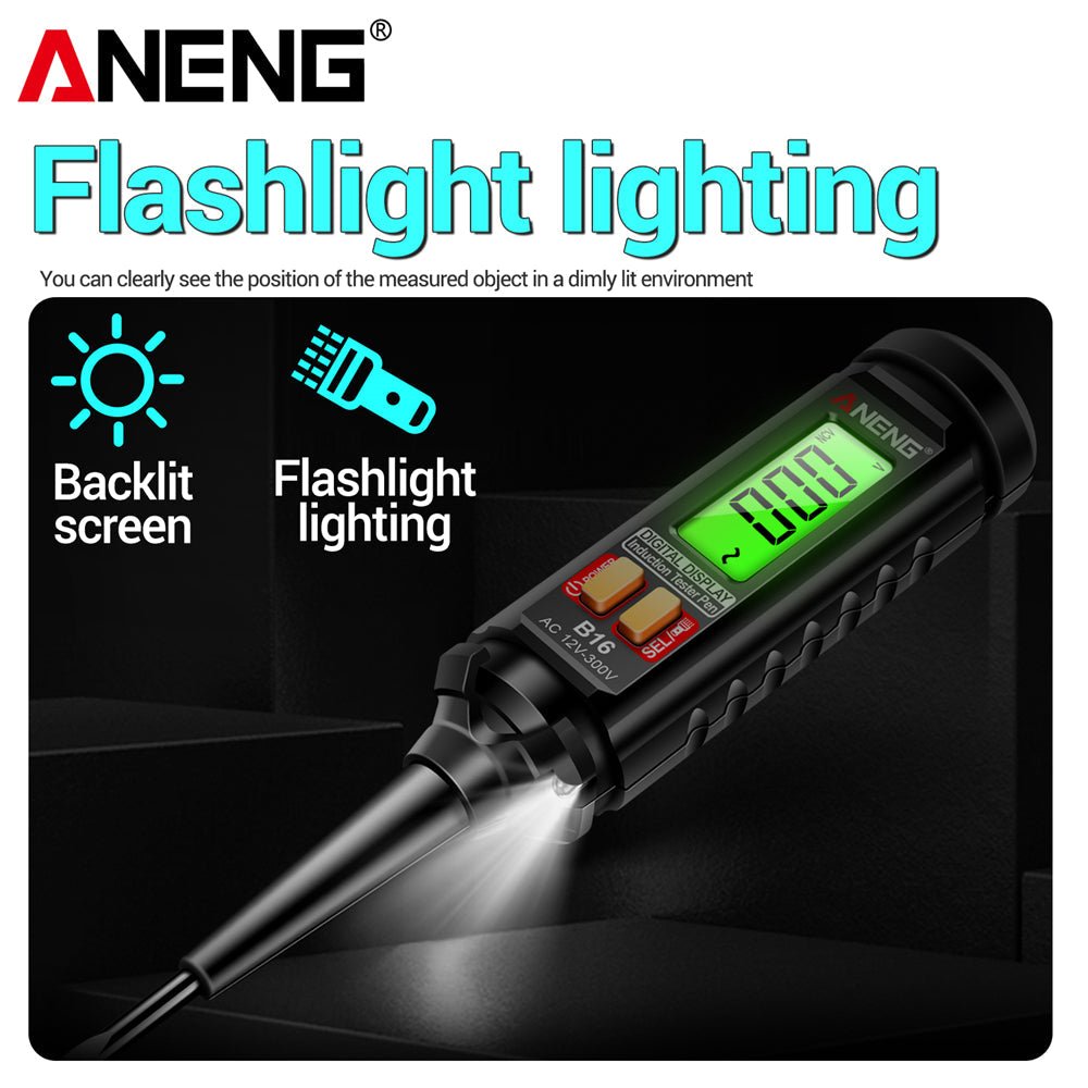 ANENG B16 Lntelligent Sensing Digital Measuring Pen Non - Contact 12V - 300V Voltage Detector NCV Voltage Probing Tester Meter Tools - ANENG TOOLS