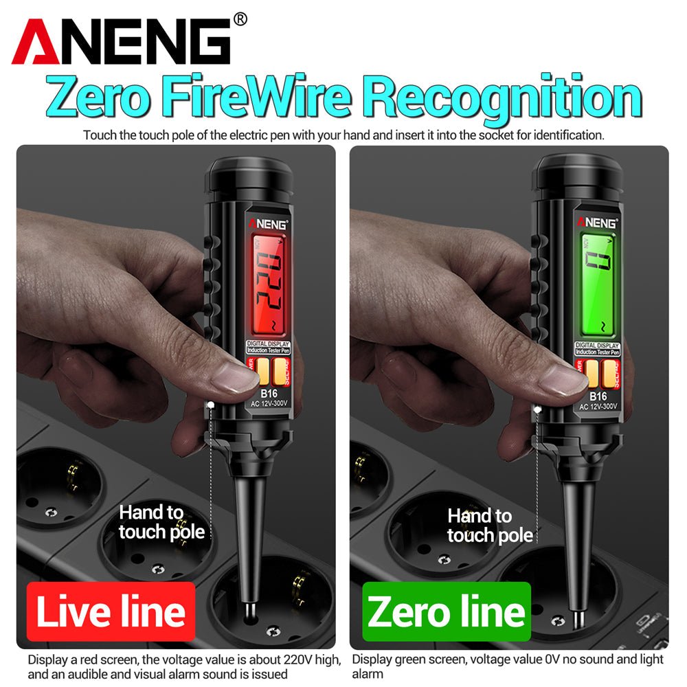 ANENG B16 Lntelligent Sensing Digital Measuring Pen Non - Contact 12V - 300V Voltage Detector NCV Voltage Probing Tester Meter Tools - ANENG TOOLS