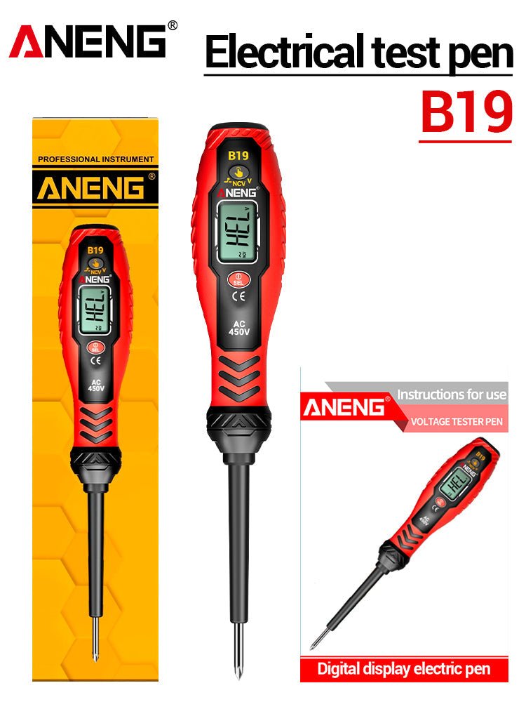 ANENG B19 Digital Voltmeter Smart Measuring Pen With LCD Backlight Circuit Detection On/off NCV Safety Voltage Tester AC11V - 450V - ANENG TOOLS