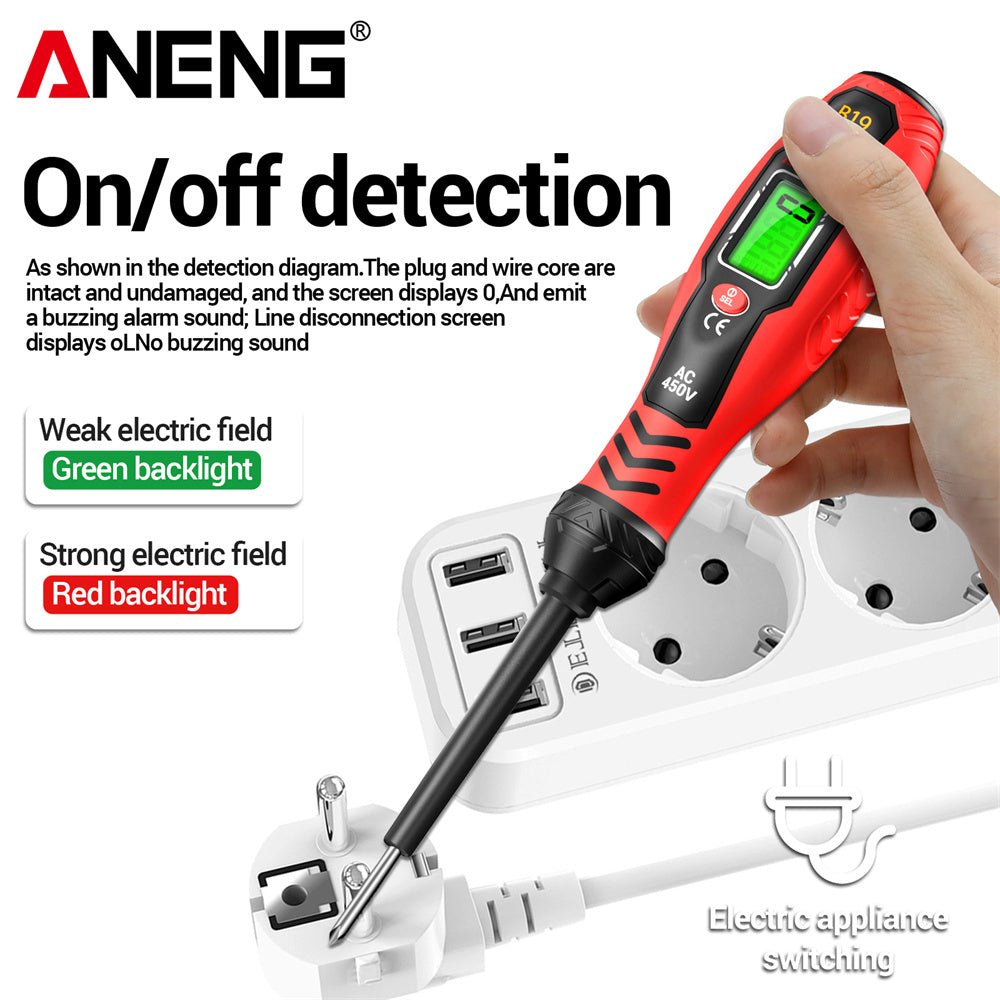 ANENG B19 Digital Voltmeter Smart Measuring Pen With LCD Backlight Circuit Detection On/off NCV Safety Voltage Tester AC11V - 450V - ANENG TOOLS