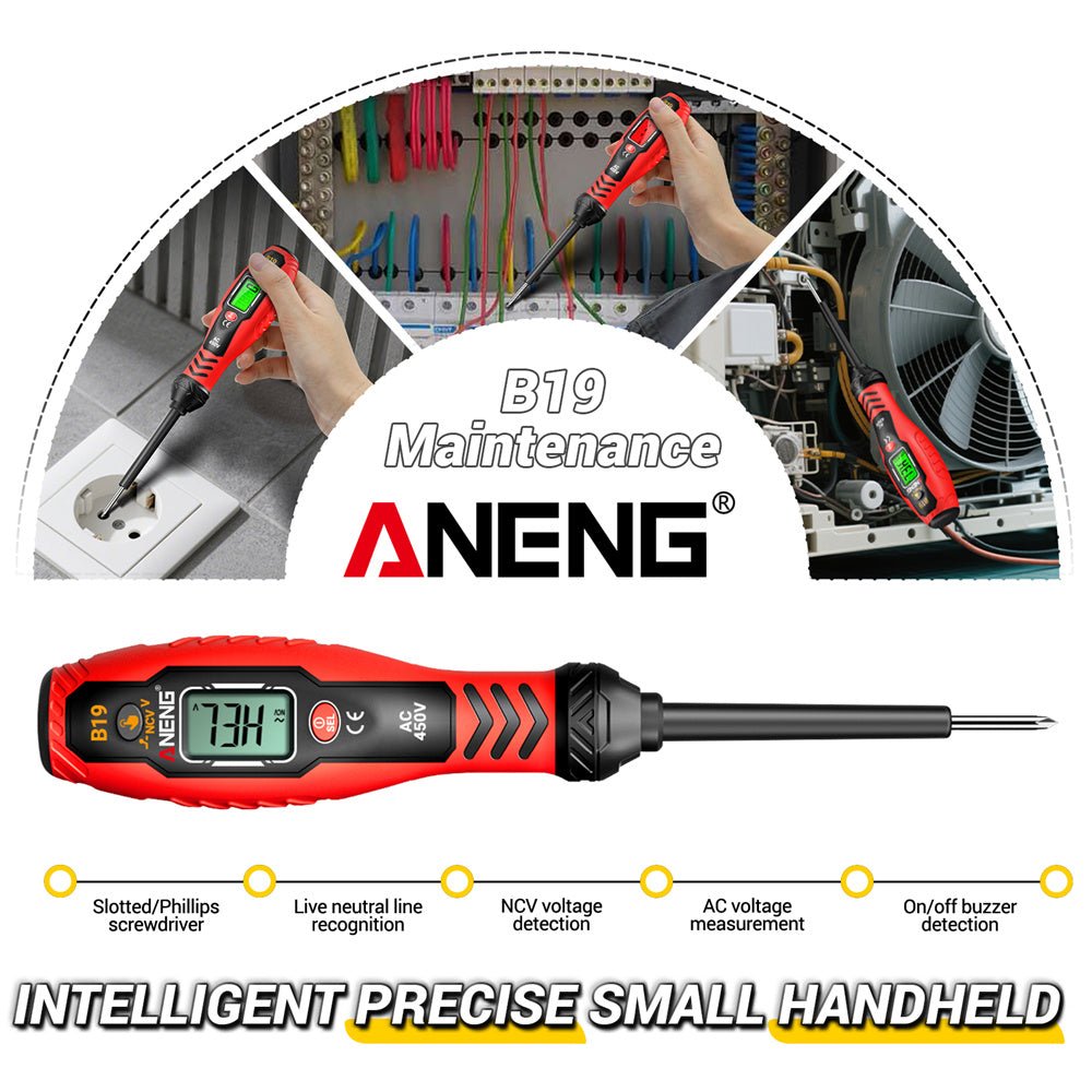 ANENG B19 Digital Voltmeter Smart Measuring Pen With LCD Backlight Circuit Detection On/off NCV Safety Voltage Tester AC11V - 450V - ANENG TOOLS
