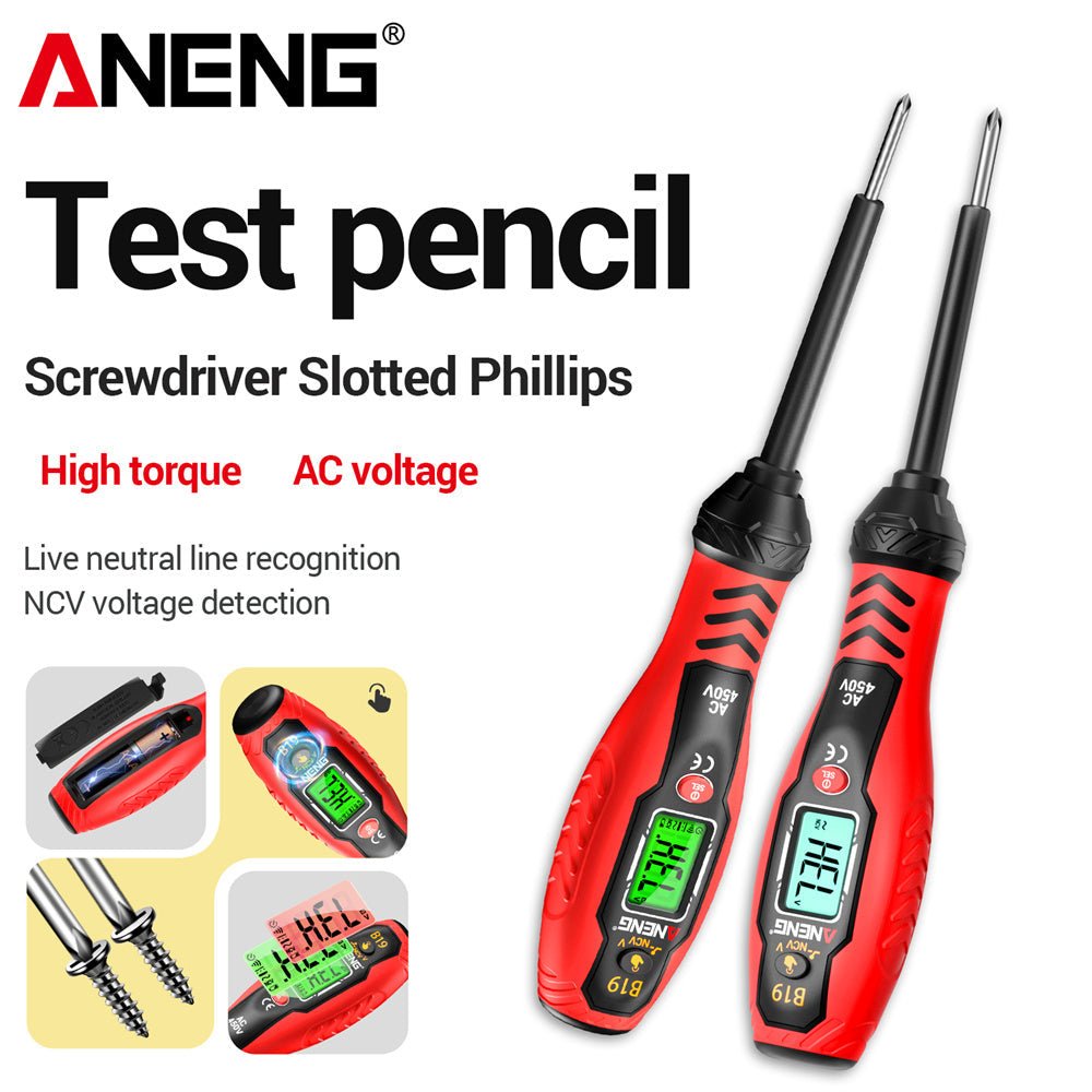 ANENG B19 Digital Voltmeter Smart Measuring Pen With LCD Backlight Circuit Detection On/off NCV Safety Voltage Tester AC11V - 450V - ANENG TOOLS