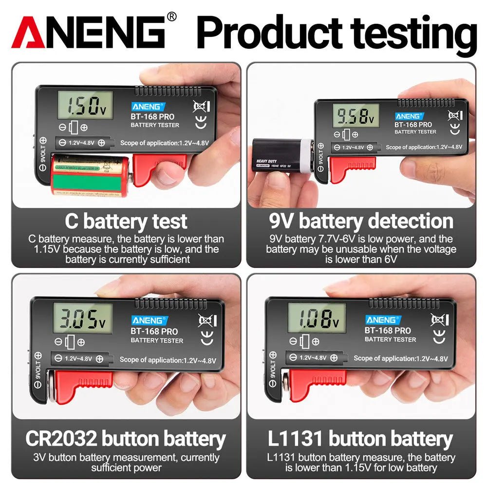 ANENG BT - 168 PRO Digital Battery Capacity Tester 9V 1.5V Button Cell Test LCD Battery Universal Tester analyzers Test Tools - ANENG TOOLS