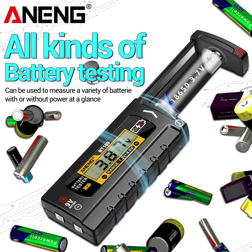 ANENG BT169 Battery Level Tester Digital Display Screen MultipleMeasurements No power required Portable ABS Plastic Tester Tools - ANENG TOOLS