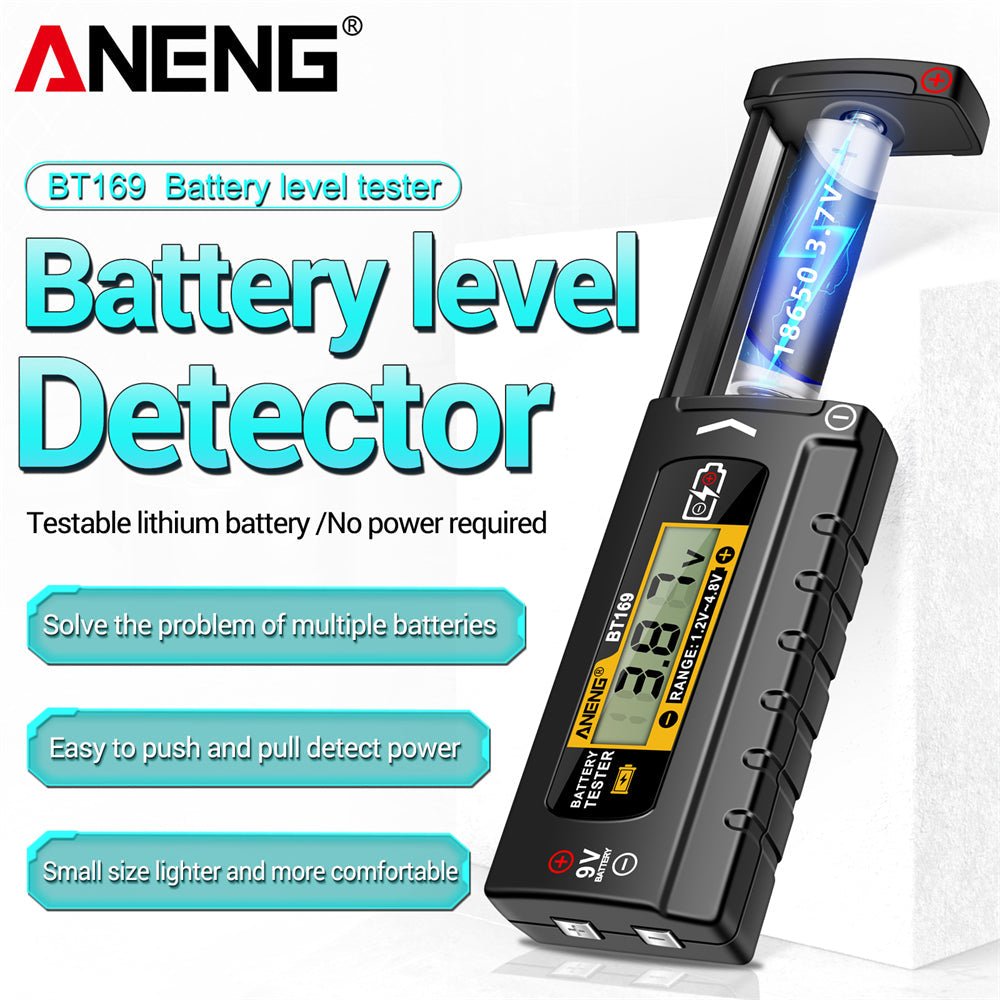 ANENG BT169 Battery Level Tester Digital Display Screen MultipleMeasurements No power required Portable ABS Plastic Tester Tools - ANENG TOOLS
