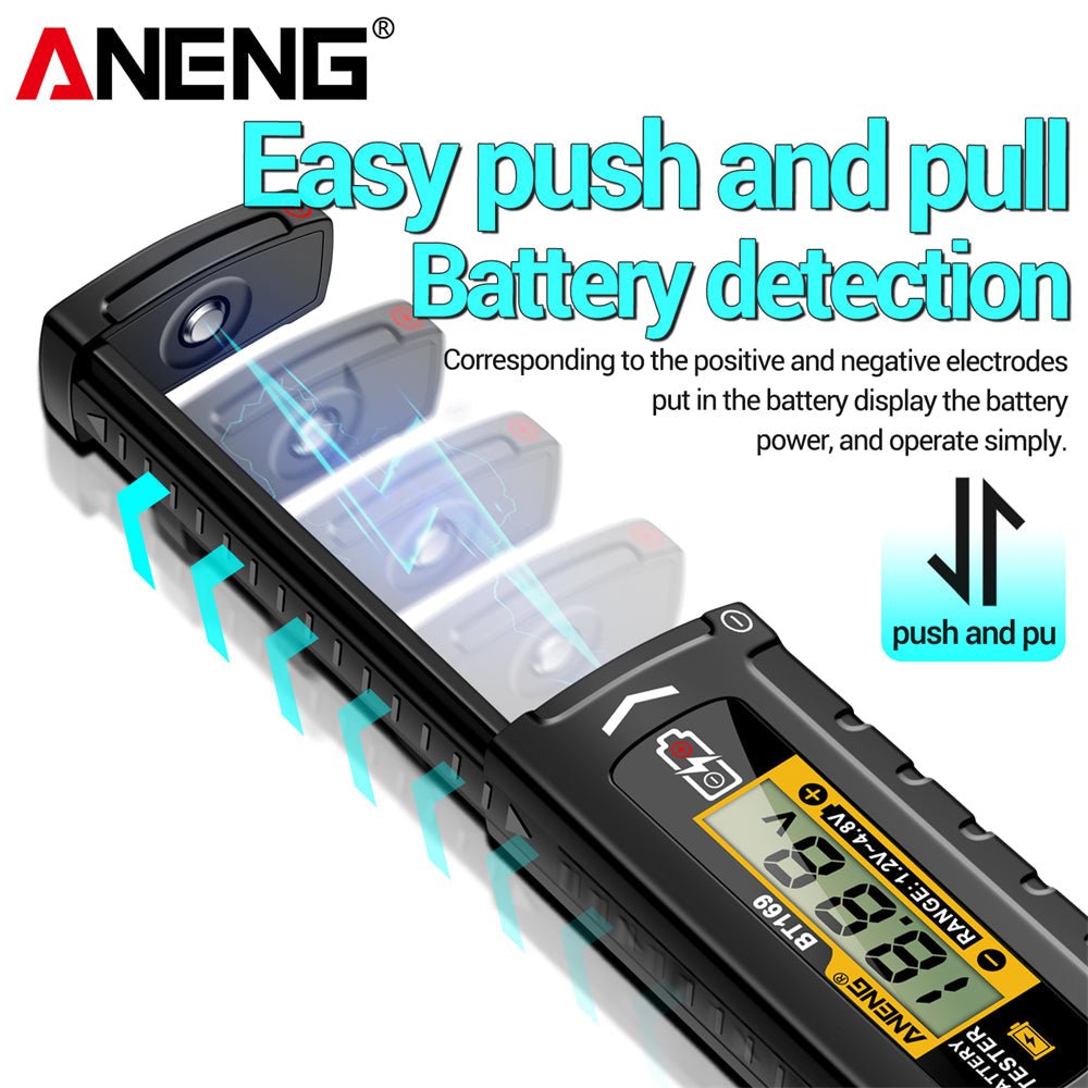ANENG BT169 Battery Level Tester Digital Display Screen MultipleMeasurements No power required Portable ABS Plastic Tester Tools - ANENG TOOLS
