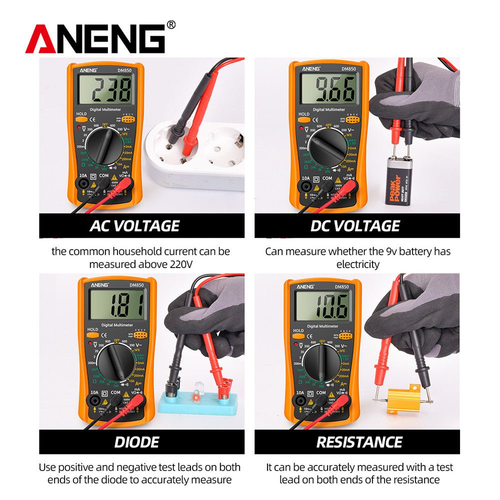 ANENG DM850 Automatic Digital Multimeter Professional multimetro AC/DC Votage Tester 1999 Counts Ohm Ammeter Electric Tools - ANENG TOOLS