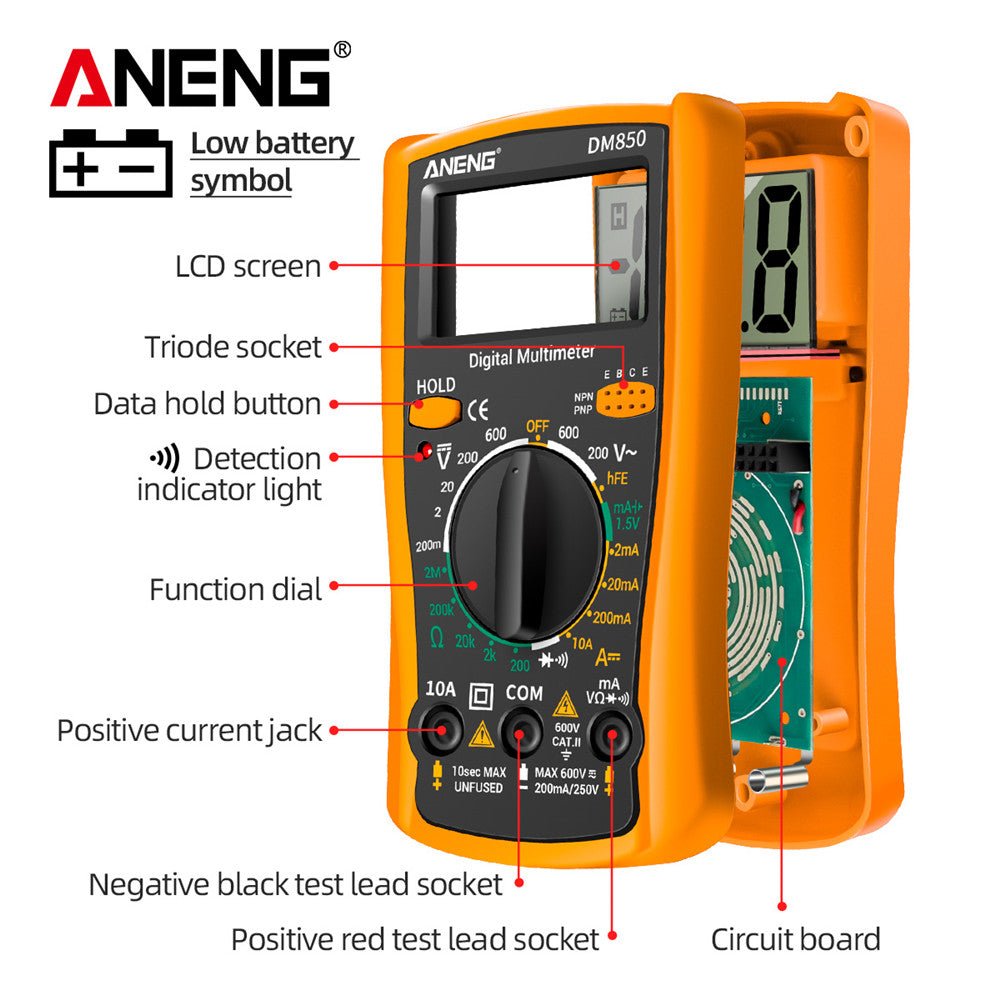ANENG DM850 Automatic Digital Multimeter Professional multimetro AC/DC Votage Tester 1999 Counts Ohm Ammeter Electric Tools - ANENG TOOLS