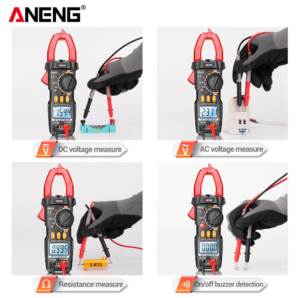 ANENG PN107 Auto Digital Clamp Meter CAT II 600V AC/DC Voltage Multitester True RMS 4000 Count Electrical Multimeter Tester - ANENG TOOLS