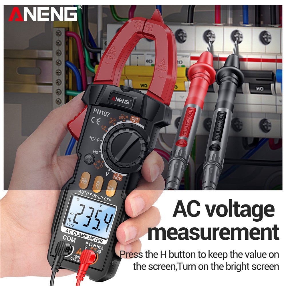 ANENG PN107 Auto Digital Clamp Meter CAT II 600V AC/DC Voltage Multitester True RMS 4000 Count Electrical Multimeter Tester - ANENG TOOLS