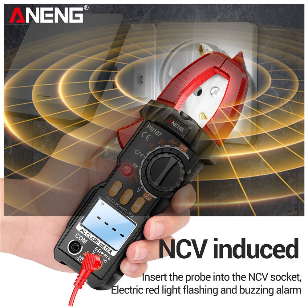 ANENG PN107 Auto Digital Clamp Meter CAT II 600V AC/DC Voltage Multitester True RMS 4000 Count Electrical Multimeter Tester - ANENG TOOLS