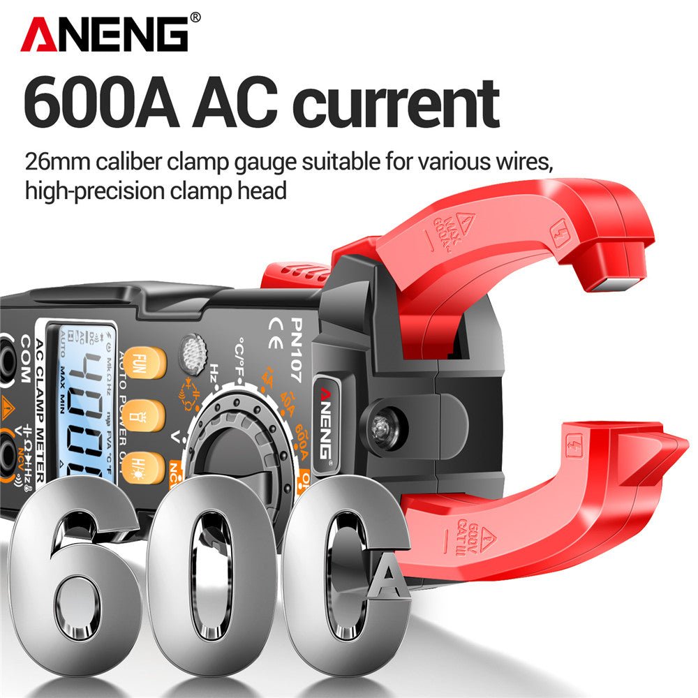 ANENG PN107 Auto Digital Clamp Meter CAT II 600V AC/DC Voltage Multitester True RMS 4000 Count Electrical Multimeter Tester - ANENG TOOLS