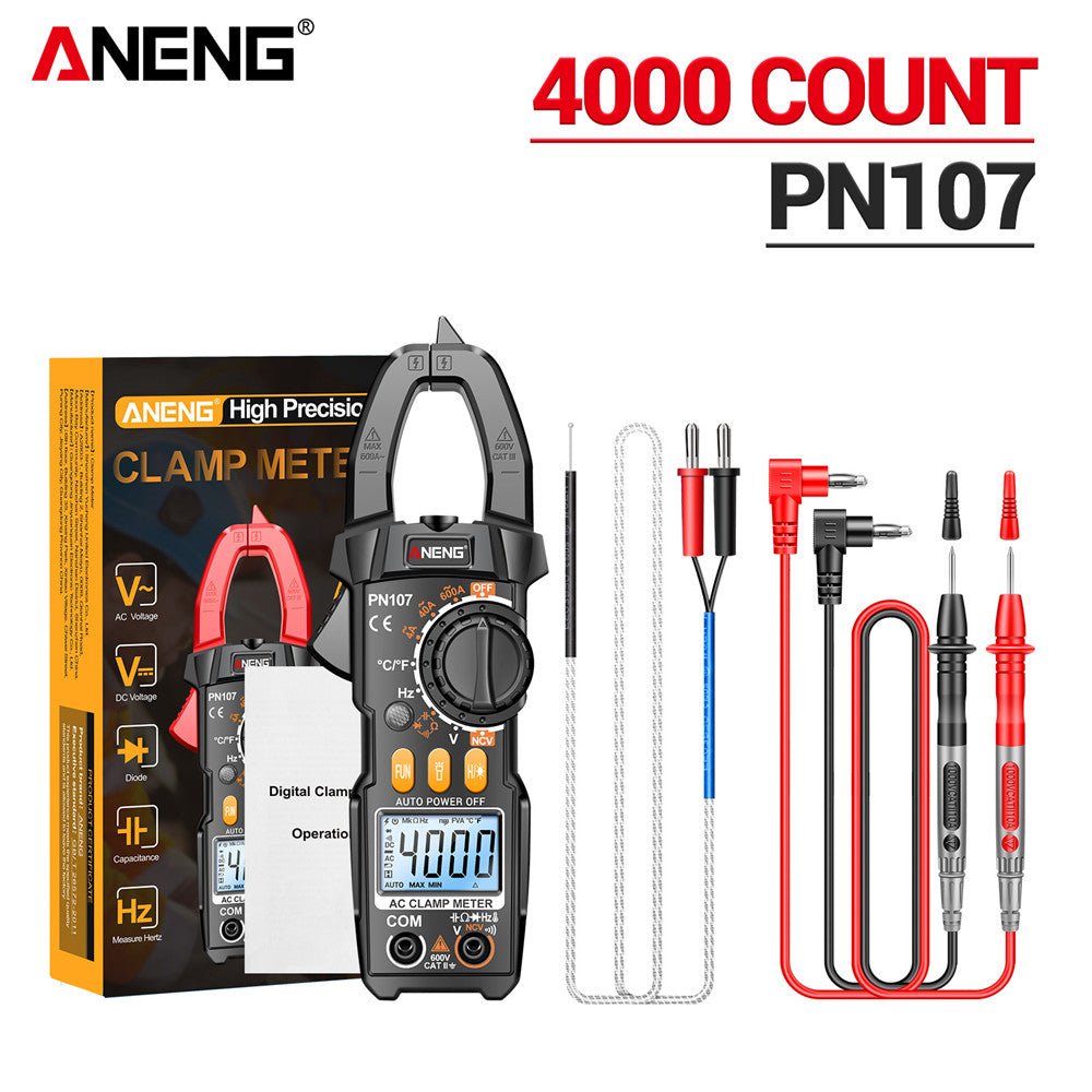 ANENG PN107 Auto Digital Clamp Meter CAT II 600V AC/DC Voltage Multitester True RMS 4000 Count Electrical Multimeter Tester - ANENG TOOLS