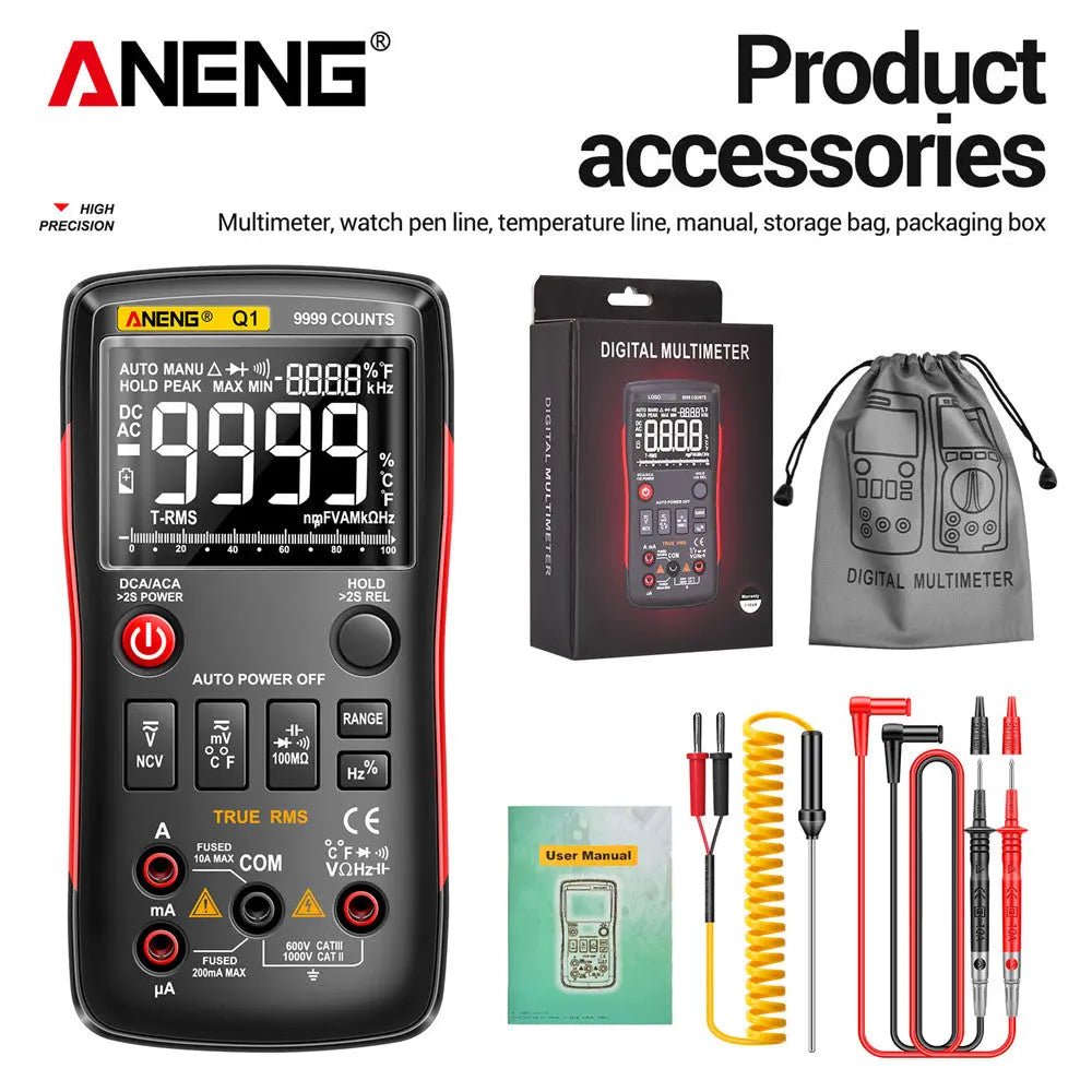 ANENG Q1 Digital Multimeter 9999 Analog Tester True RMS Professional Multimetro DIY Transistor Capacitor NCV Testers Lcr Meter - ANENG TOOLS