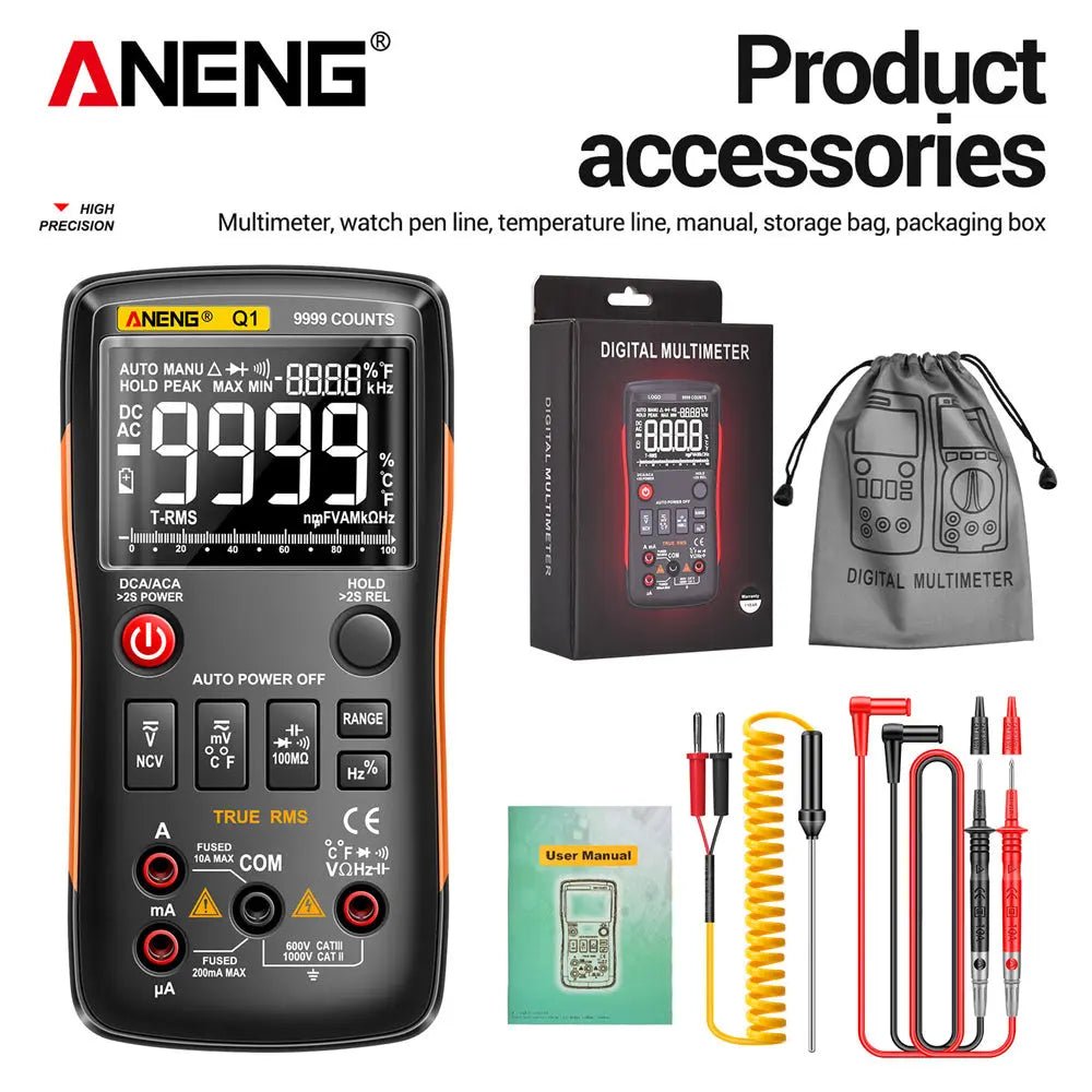 ANENG Q1 Digital Multimeter 9999 Analog Tester True RMS Professional Multimetro DIY Transistor Capacitor NCV Testers Lcr Meter - ANENG TOOLS