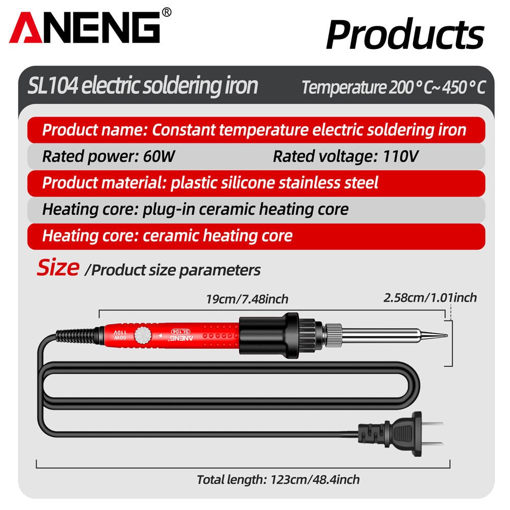 ANENG SL104 Electric Soldering Irons Adjustable Temperature Welding Solder Rework Station Heat Pencil Tip Repair Tools 110V - ANENG TOOLS