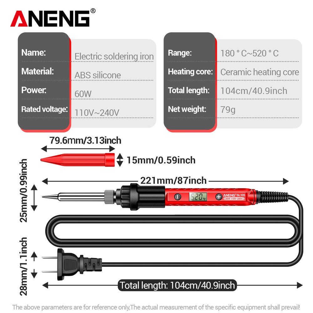 ANENG SL105 Electric Soldering Iron Kit Professional Digital Display Adjustable Temperature Welding Solder Repair Tools - ANENG TOOLS