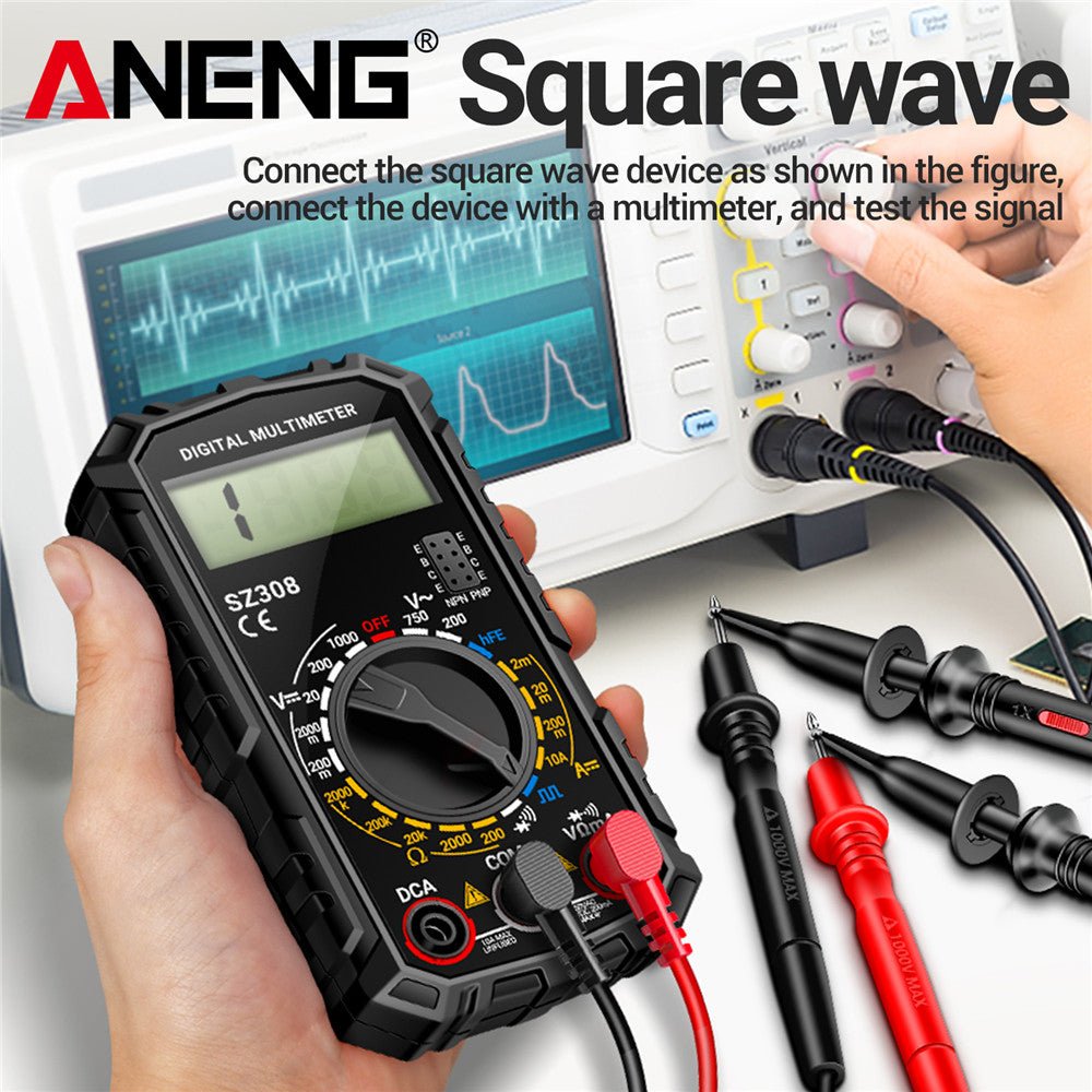 ANENG SZ308 Square Wave Digital Tester Multimeter 1999 Counts HFE Triode Buzzer AC/DC Voltage 10A Current Multimeters Meter Tool - ANENG TOOLS