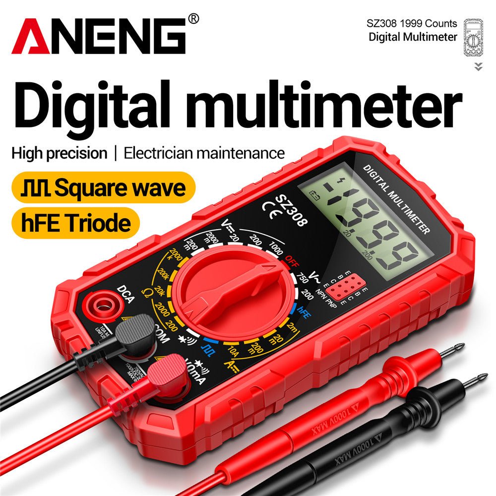 ANENG SZ308 Square Wave Digital Tester Multimeter 1999 Counts HFE Triode Buzzer AC/DC Voltage 10A Current Multimeters Meter Tool - ANENG TOOLS