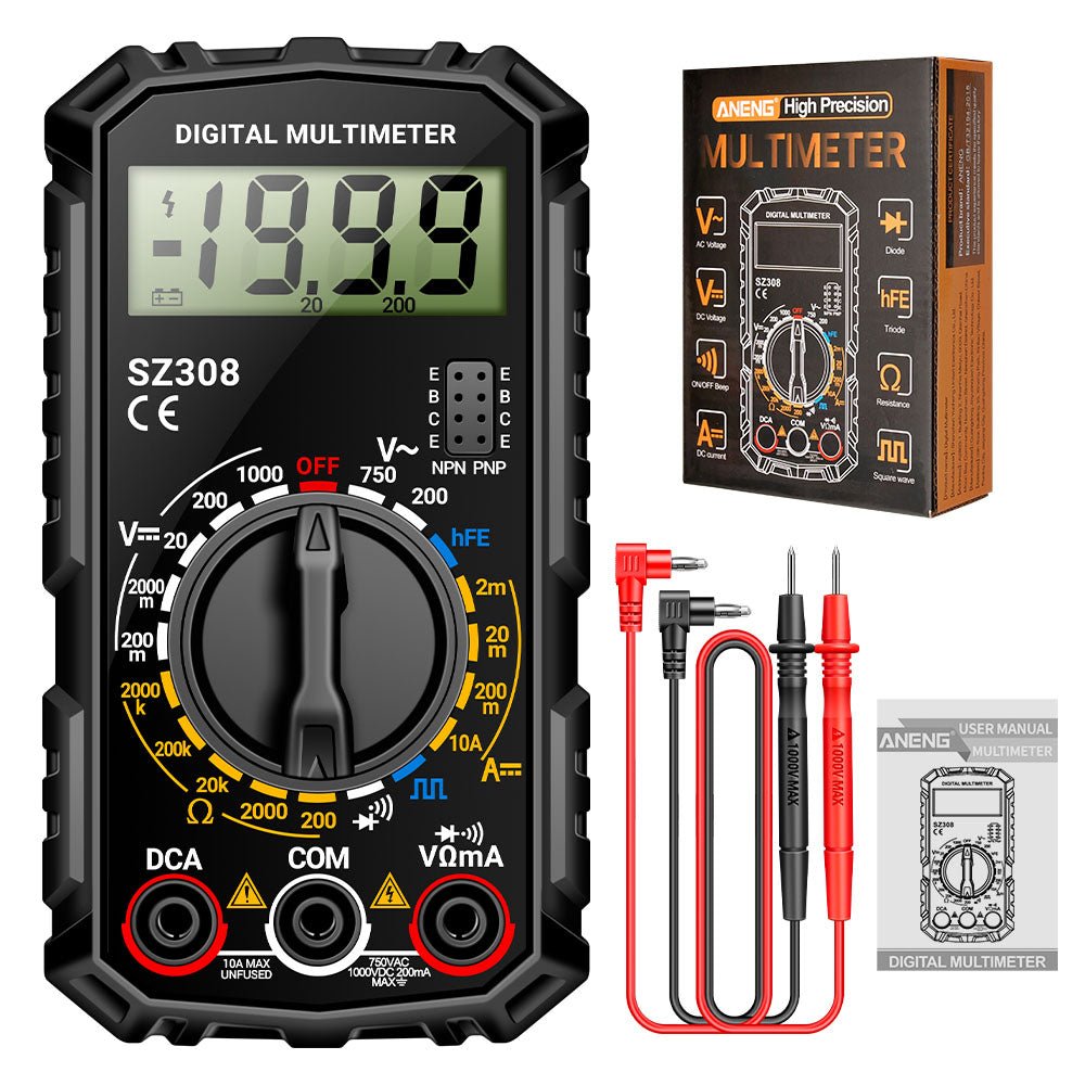 ANENG SZ308 Square Wave Digital Tester Multimeter 1999 Counts HFE Triode Buzzer AC/DC Voltage 10A Current Multimeters Meter Tool - ANENG TOOLS
