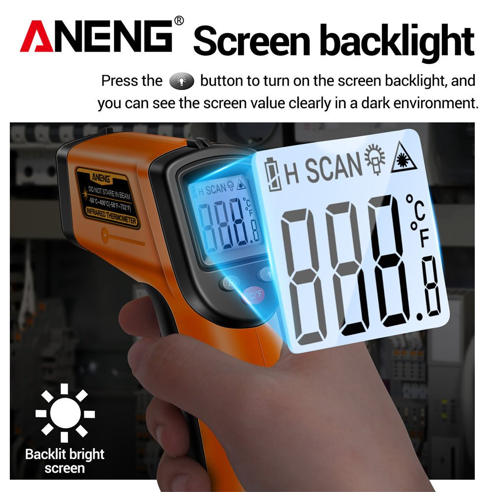 ANENG TH201 High sensitivity digital infrared measuring gun hygrometer backlight screen laser positioning non - contact temperat - ANENG TOOLS