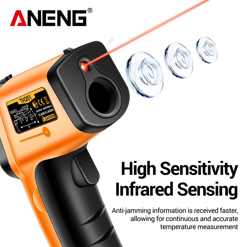 ANENG TH201 High sensitivity digital infrared measuring gun hygrometer backlight screen laser positioning non - contact temperat - ANENG TOOLS