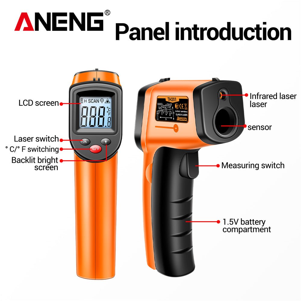 ANENG TH201 High sensitivity digital infrared measuring gun hygrometer backlight screen laser positioning non - contact temperat - ANENG TOOLS
