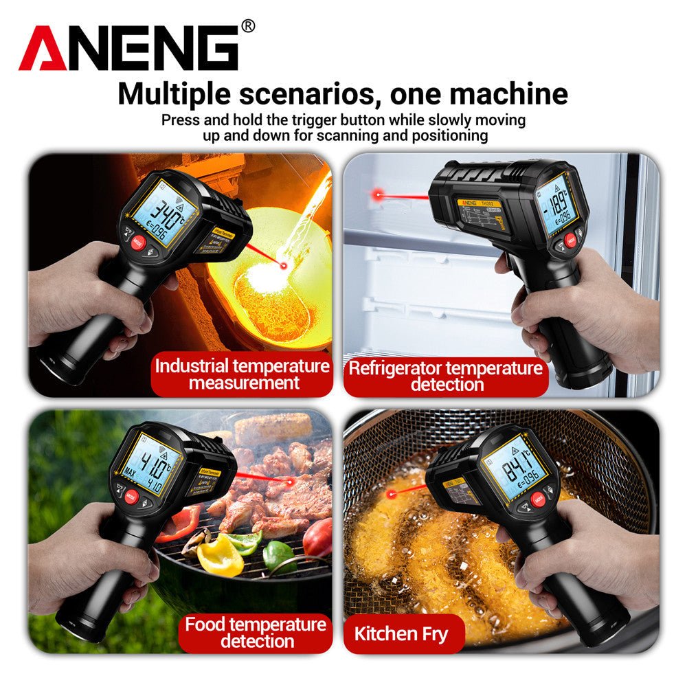 ANENG TH202 Infrared Thermometer Non - contact - 50~600℃ Digital Laser Temperature Meter LCD display Pyrometer Point Gun Tester - ANENG TOOLS
